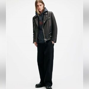 EUC All Saints Clay Black Leather Jacket